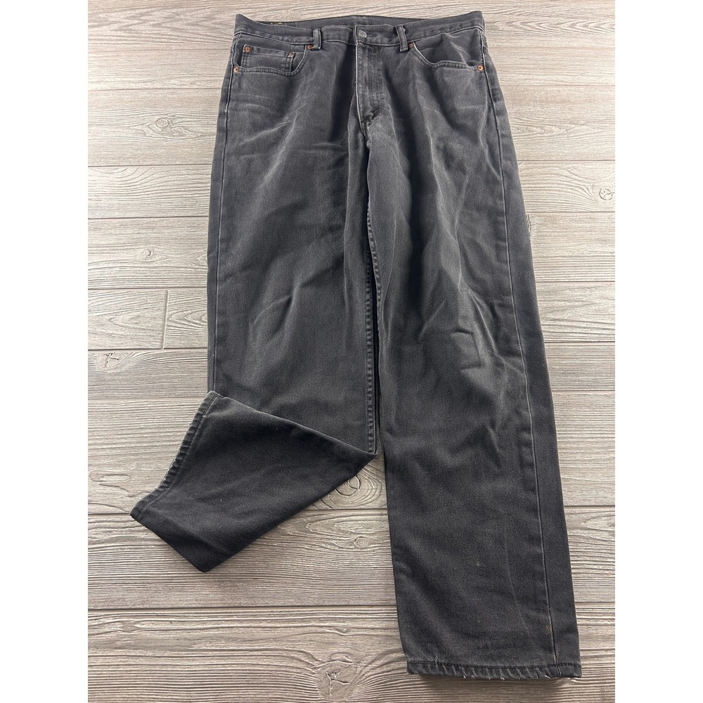 Levis 550 Relaxed Fit Black Jeans Mens 36x32 Faded Vintage Denim Pants 550-0260